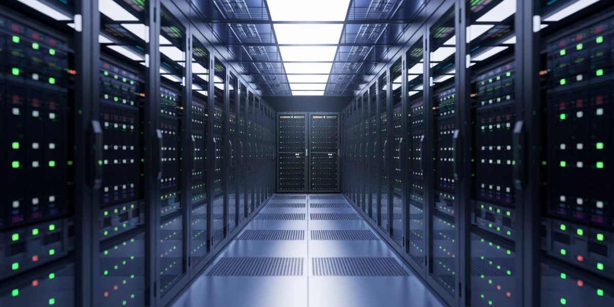 Serveurs de données dans un centre de données moderne