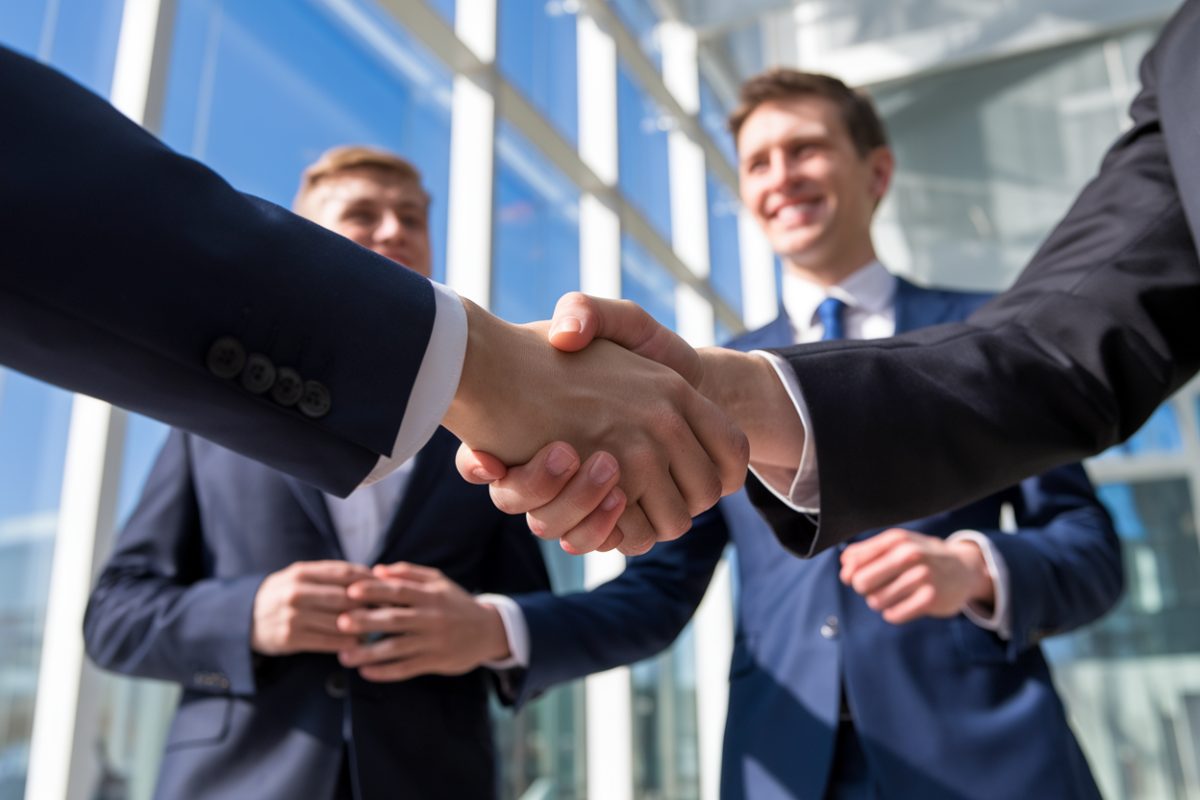 Poignée de main entre les dirigeants de Google et Wiz