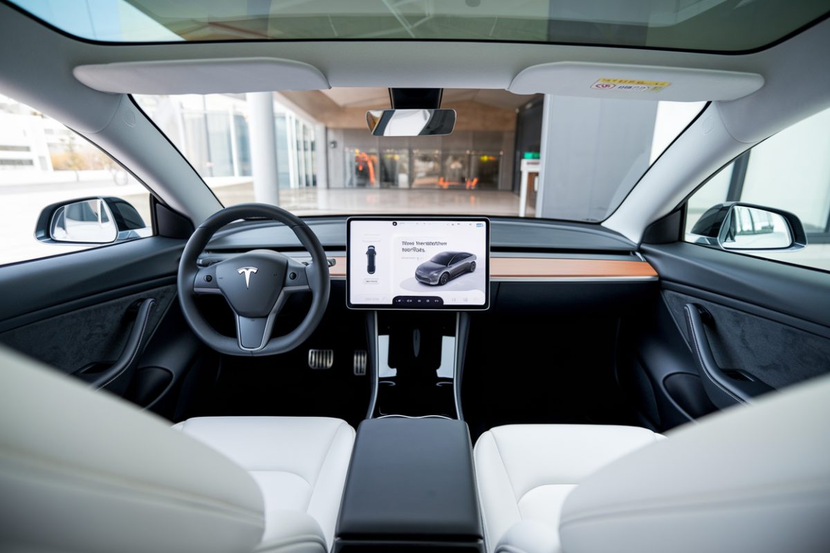 Intérieur d'une Tesla Model 3 avec intégration WeChat